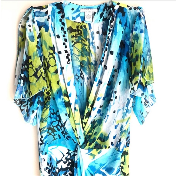 ALBERTO MAKALI Watercolor BlueGreen Bead Twist Top - Picture 2 of 6